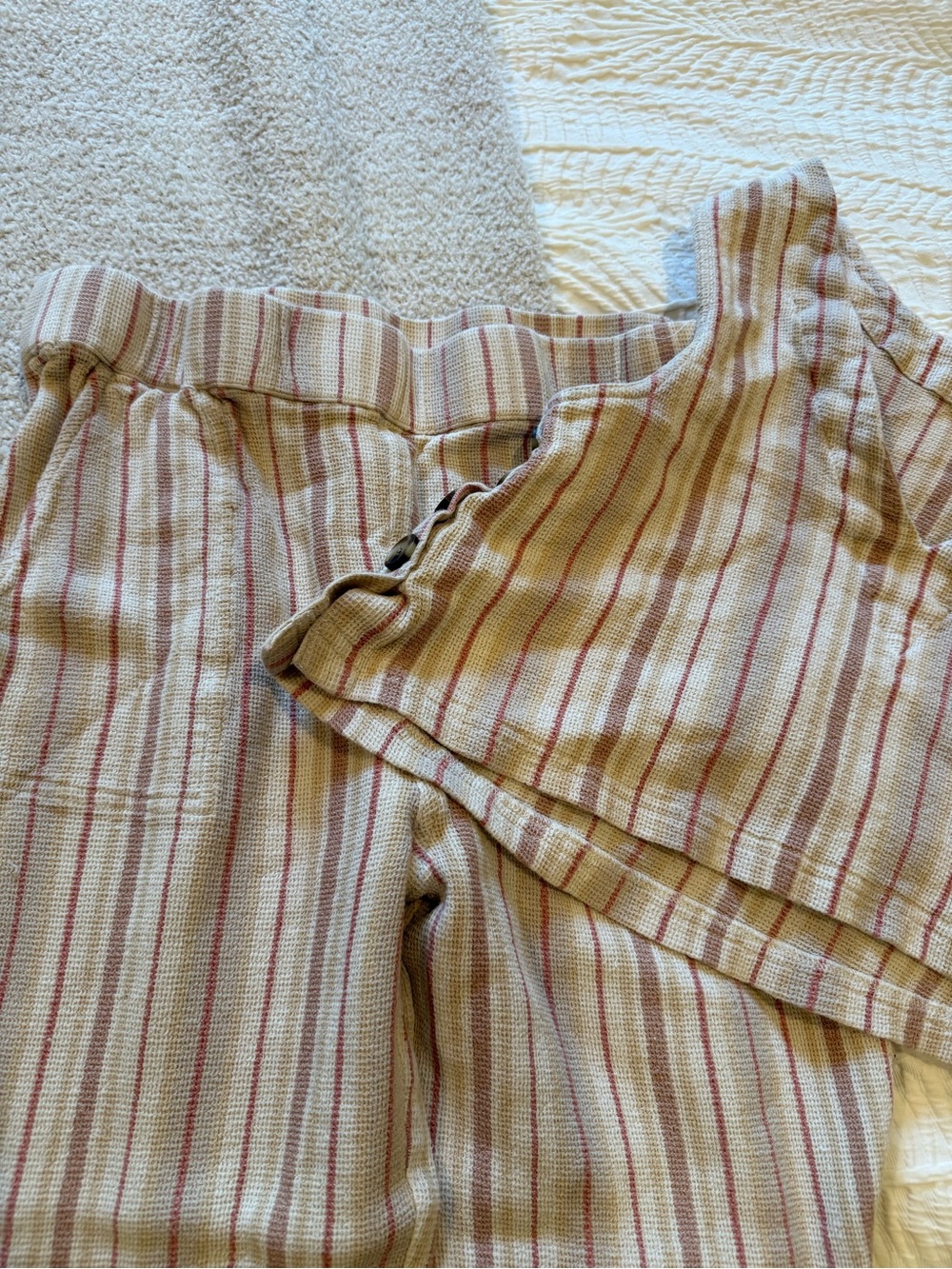Treasure & Bond Cream Knit Set with Red-Striped Detail